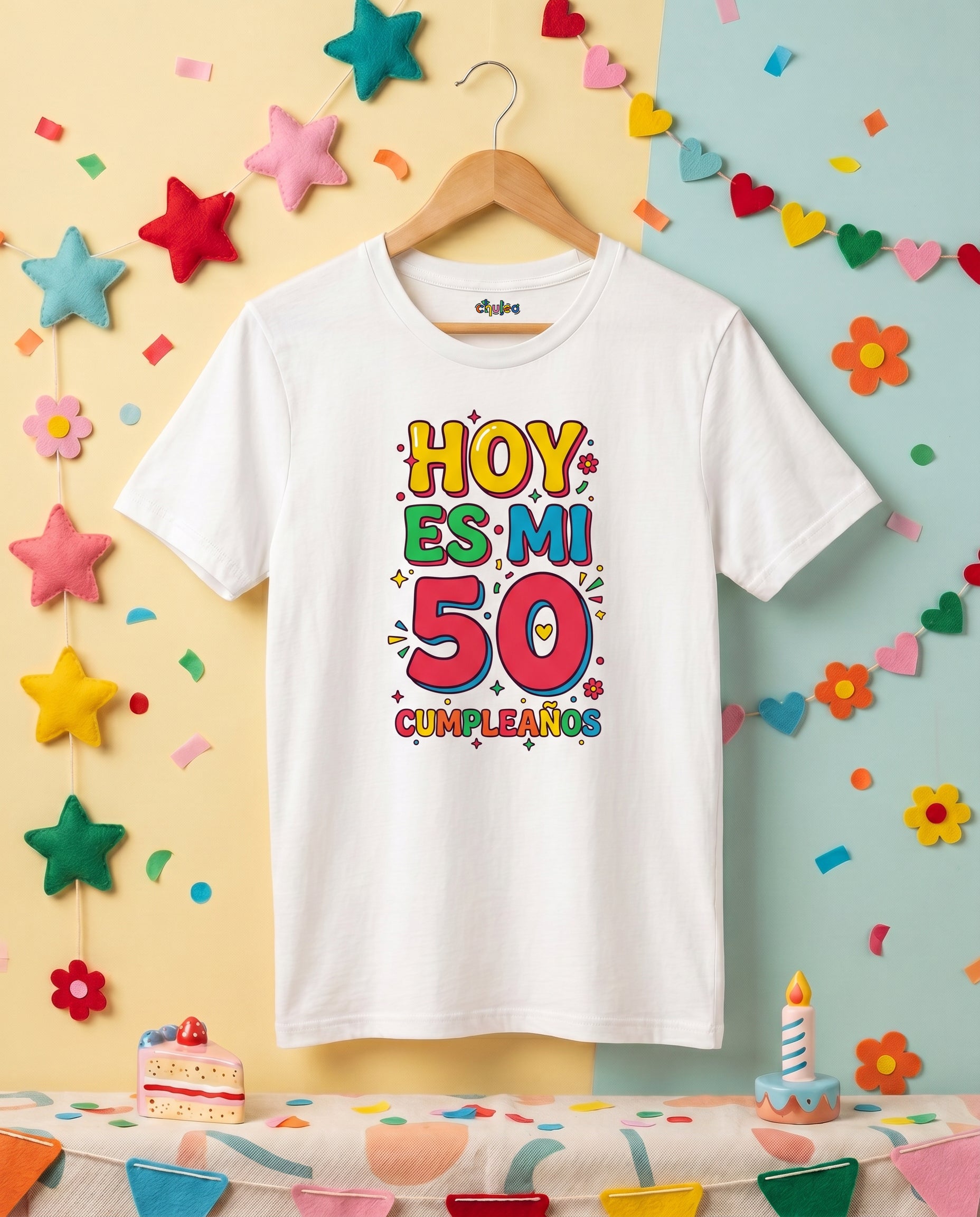 Camiseta Cumpledécadas a todo color